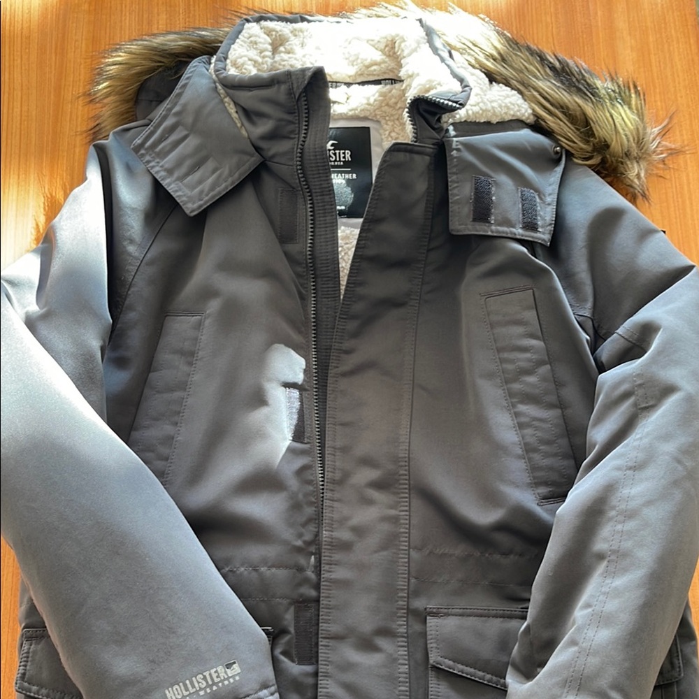 Hollister All-Weather Sherpa-Lined Parka Removable Fur Teen Boy
